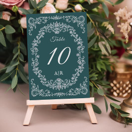 Cartão de Número de Mesa de Casamento Floral Vinta