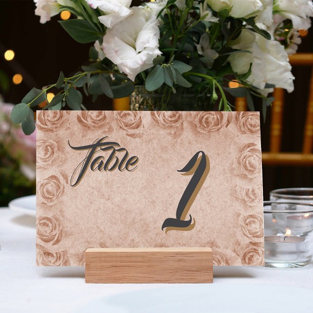 Cartão de Número de Mesa de Casamento Floral Vinta (Criador carregado)