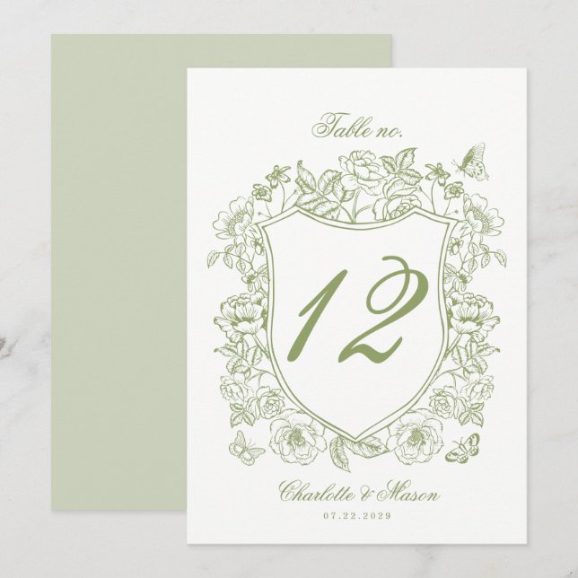 Cartão de Número de Mesa de Casamento Jardim Crist (Frente/Verso)