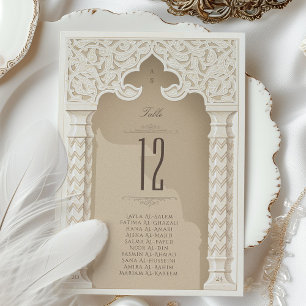 Cartão de Número de Mesa de Casamento Luxuoso Arab