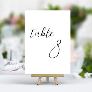 Cartão de Número de Mesa de Casamento Minimalista 
