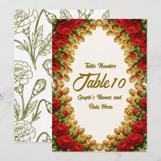 Cartão de Número de Mesa de Casamento Ohio Red Car