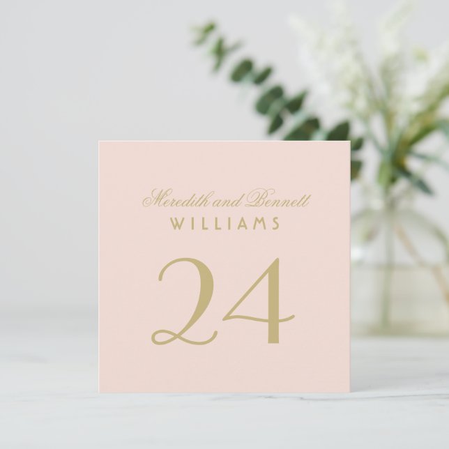 Cartão de Número de Mesa de Casamento Rosa Elegant (Em pé/Frente)