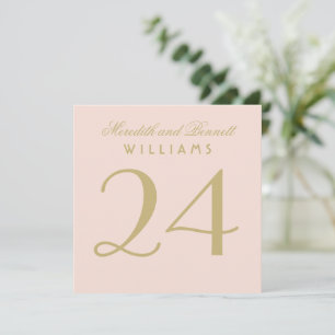 Cartão de Número de Mesa de Casamento Rosa Elegant