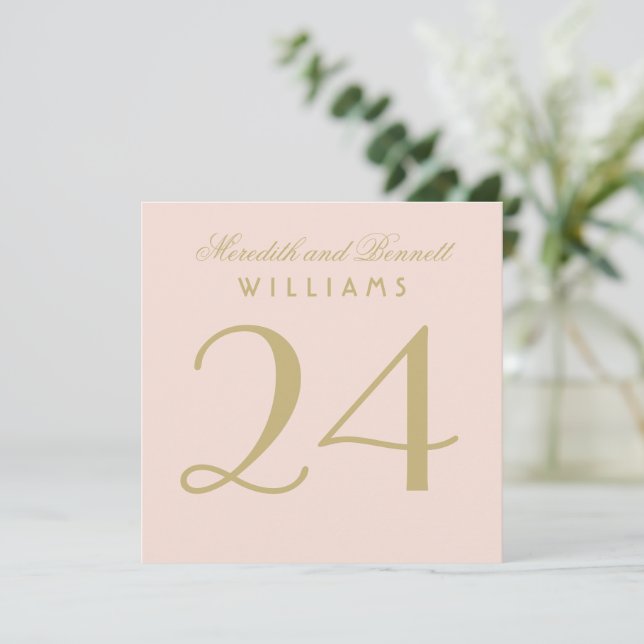 Cartão de Número de Mesa de Casamento Rosa Elegant (Em pé/Frente)
