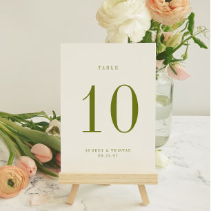Cartão de Número de Mesa de Casamento ROWAN Verde