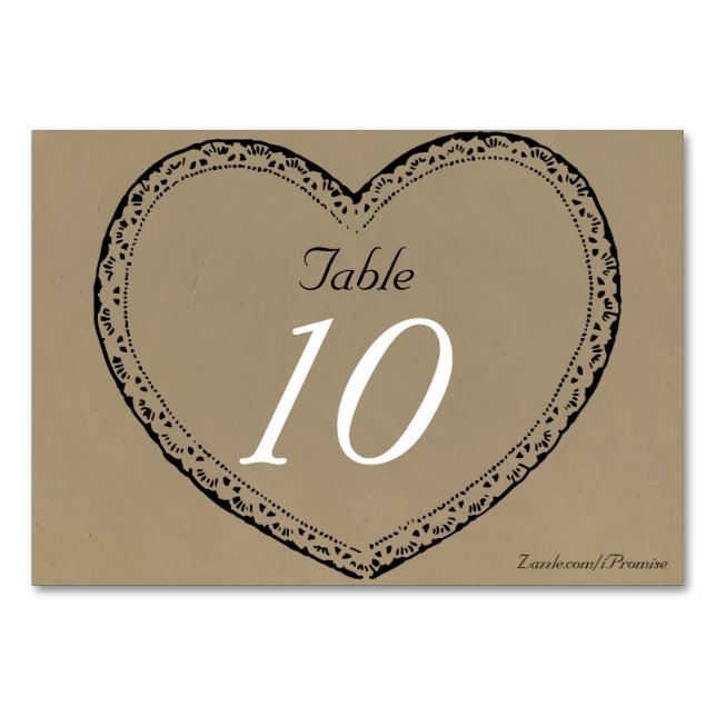 Cartão de Número de Mesa de Casamento Rustic Lace  (Frente)