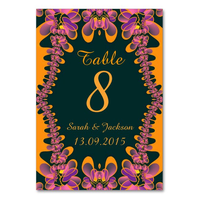 Cartão de Número de Mesa de Casamento Tropical Lar (Frente)