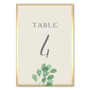 Cartão de Número de Mesa de Casamento Verde Dourad