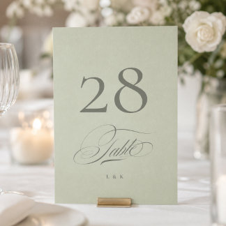 Cartão de Número de Mesa de Casamento Verde Pistac