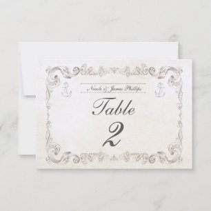 Cartão de Número de Mesa de Casamento Vintage Prai