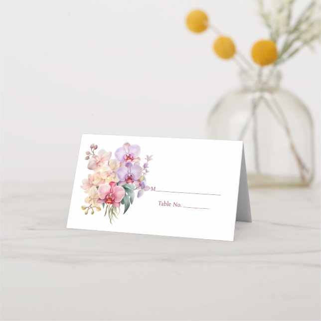 Cartão de Número de Mesa de Convidados de Orquídea (Frente)