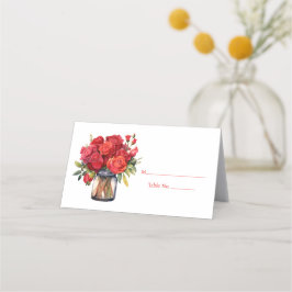 Cartão de Número de Mesa de Convidados Rosas Verme