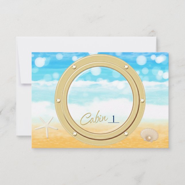 Cartão de Número de Mesa de Cruzeiro de Praia do P (Frente)