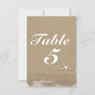Cartão de Número de Mesa de Festa de Areia Molhada