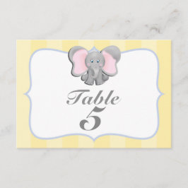 Cartão de Número de Mesa de Festa de Elefante Bebê