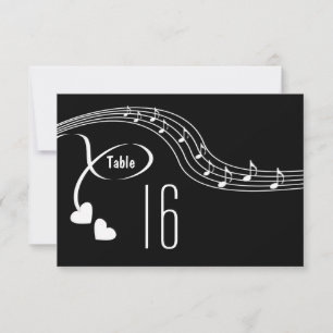 Cartão de Número de Mesa de Notas Musicais para Ca