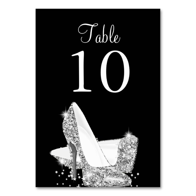 Cartão de Número de Mesa de Saltos Pretos Elegante (Frente)