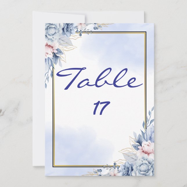 Cartão de Número de Mesa Elegante (Frente)