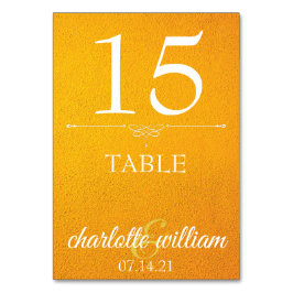 Cartão de Número de Mesa elegante Amarelo Texturiz