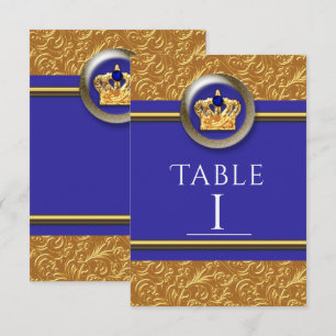 Cartão de Número de Mesa Elegante Coroa Dourada e 
