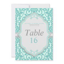 Cartão de Número de Mesa Elegante em Verde Menta e