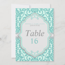 Cartão de Número de Mesa Elegante em Verde Menta e