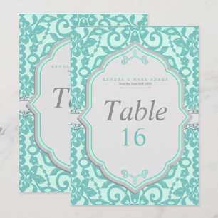 Cartão de Número de Mesa Elegante em Verde Menta e