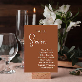 Cartão de número de mesa elegante terracota minima