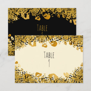Cartão de Número de Mesa Exótico Dourado e Preto d