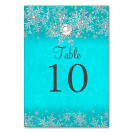 Cartão de Número de Mesa Floco de Neve Pérola Cris