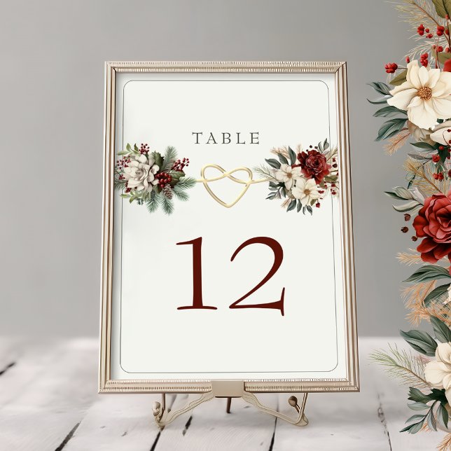 Cartão de Número de Mesa Floral de Natal (Criador carregado)