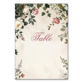 Cartão de Número de Mesa Floral | Jardim de Rosa C