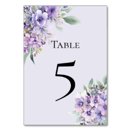 Cartão de Número de Mesa Floral Lavanda de Quincea