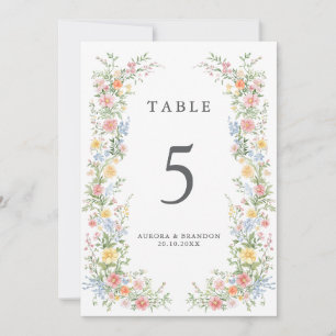 Cartão de Número de Mesa Floral Ornate Pastel Suav