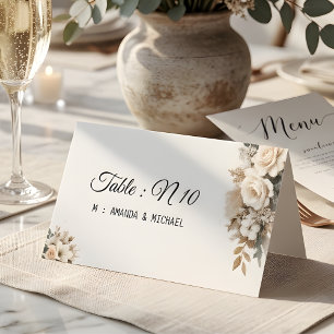 Cartão de Número de Mesa Floral Rosa Elegante