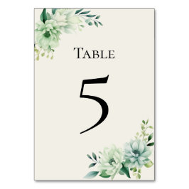 Cartão de Número de Mesa floral verde Quinceanera