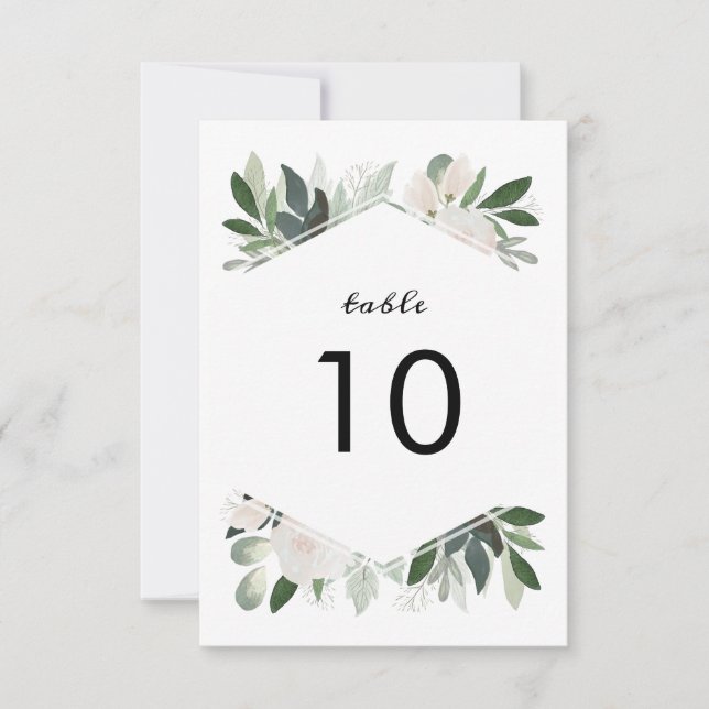 Cartão de Número de Mesa Garden Blush (Frente)