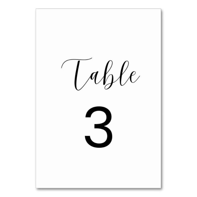 Cartão de Número de Mesa Minimalista 3 (Frente)
