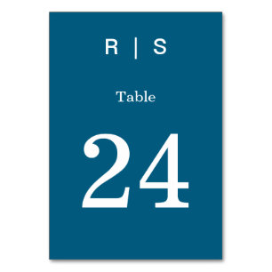 Cartão de Número de Mesa Monograma Azul Clássico E