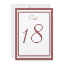 Cartão de Número de Mesa para Casamento Marsala