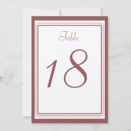 Cartão de Número de Mesa para Casamento Marsala