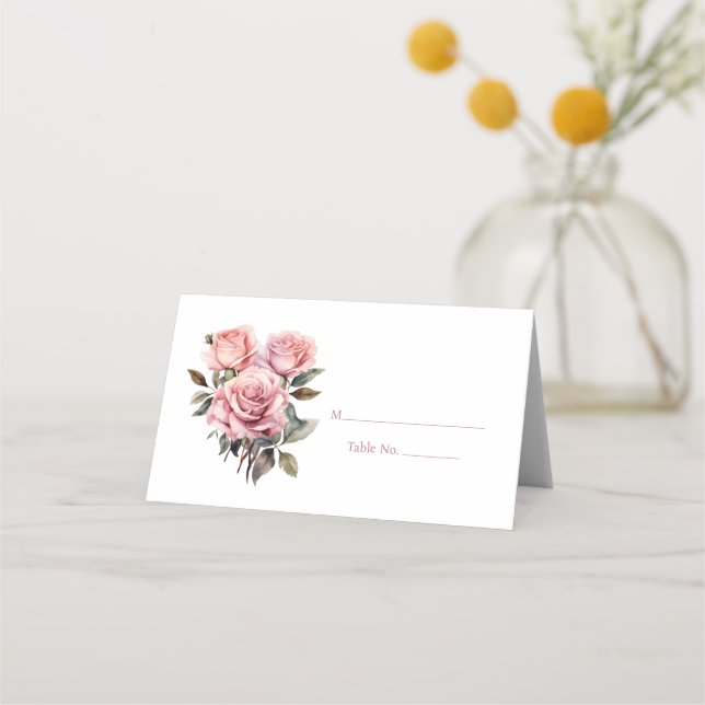 Cartão de Número de Mesa para Convidados com Rosas (Frente)