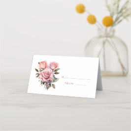 Cartão de Número de Mesa para Convidados com Rosas