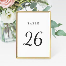 Cartão de Número de Mesa Preto e Branco Minimalist