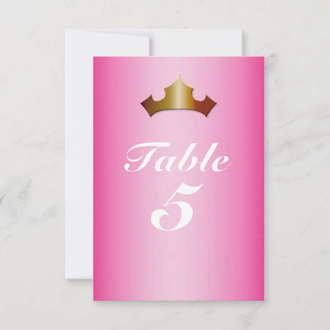 Cartão de Número de Mesa Princesa Coroa Dourada Ro (Frente)