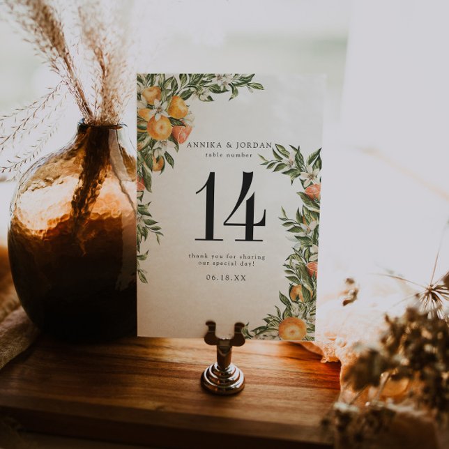 Cartão de Número de Tabela Botânica Citrus Orchard (Criador carregado)