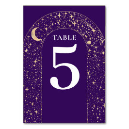 Cartão de Número de Tabela Casada Roxo de Estrelas