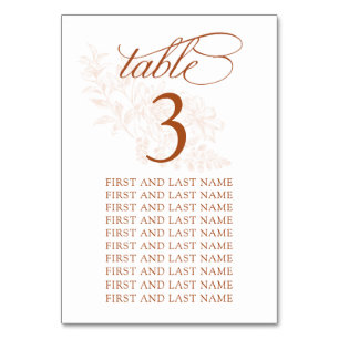 Cartão de Número de Tabela Casada Terracotta