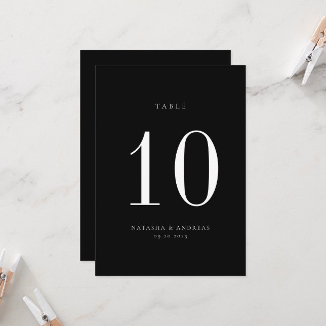 Cartão de Número de Tabela de Casamento Chic Conte (Frente/Verso In Situ)